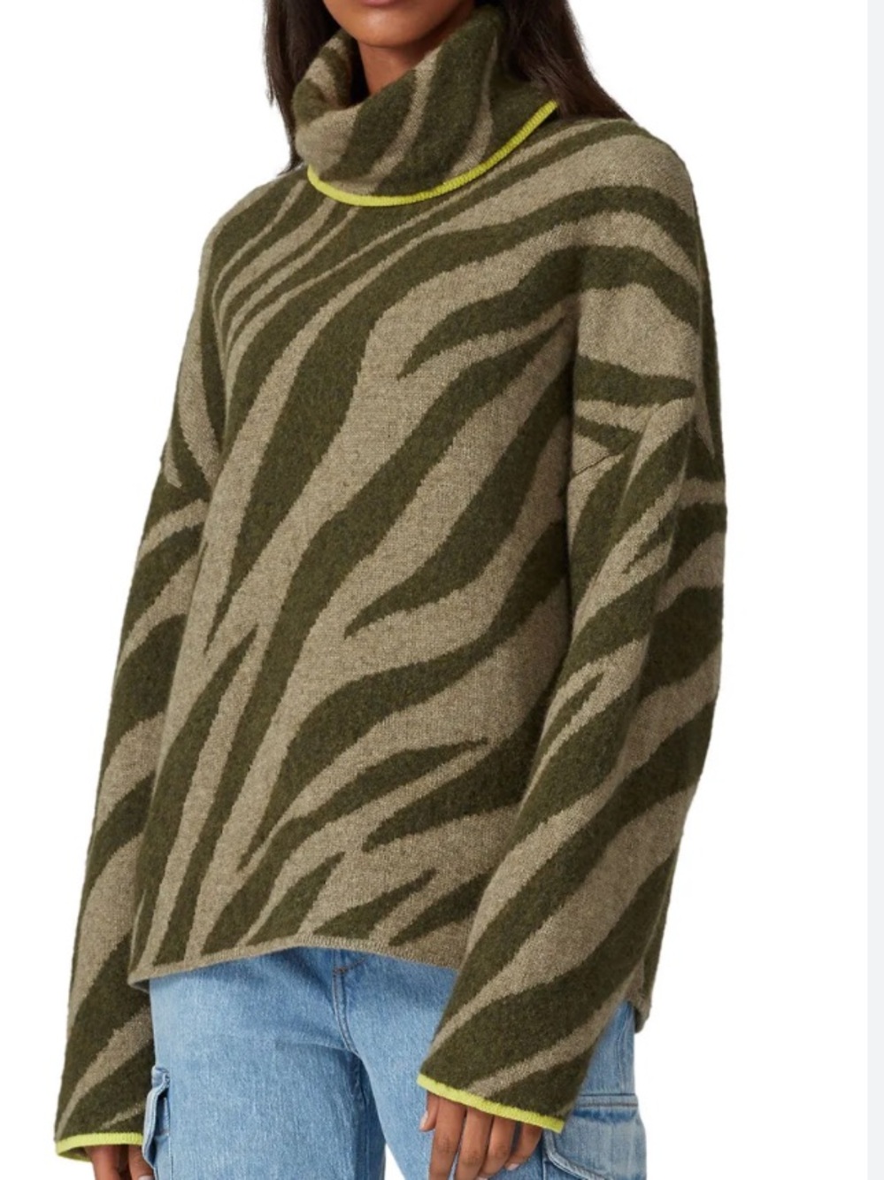 Rag & bone Kiki wool blend zebra jacquard funnel neck sweater sz s